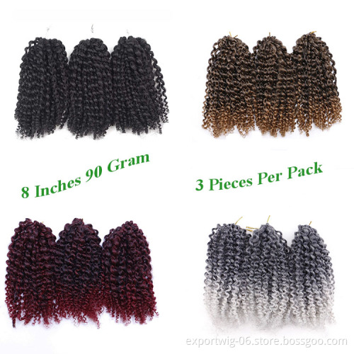 Mali Bob Twist Crochet Hair Extension Solid And Mixing Color Curly Kinky Crochet Hair For Kids And Women 3 Bundles Per Pack